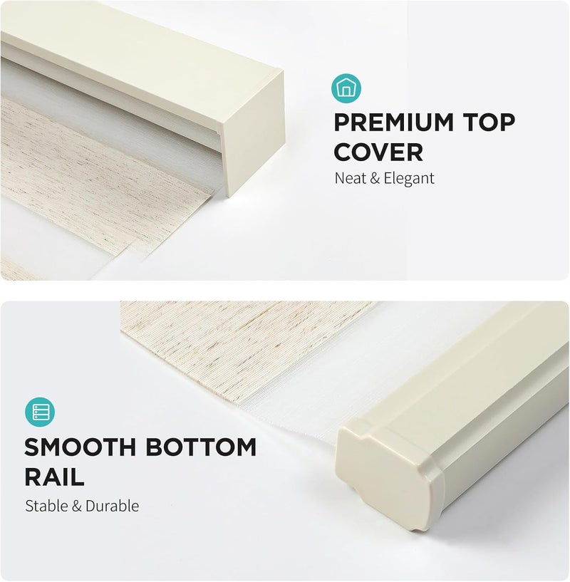 Joydeco Linen Zebra Blinds for Windows, Cordless Privacy Light Filtering Dual Layer Window Shades, Free-Stop Roller Blinds for Home, 54” W x 72” H - Image 3